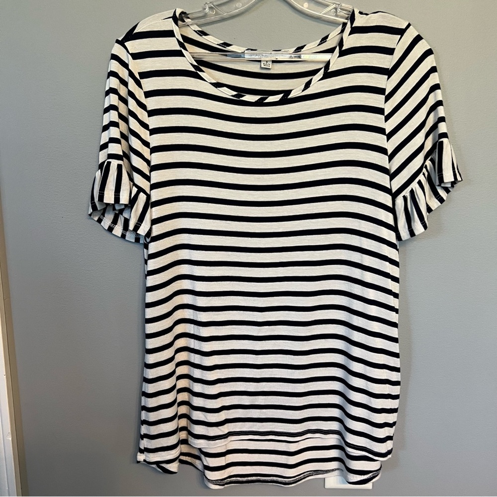 Green Envelope Los Angeles Tunic Top Size S Black & White